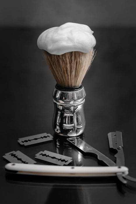 Shaving brush and straight razor